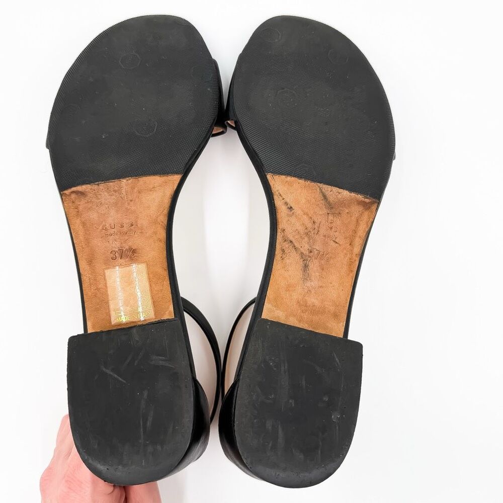Gucci Horsebit Black Leather Sandals Low Heel Size 37.5, 7.5 - Picture 9 of 15